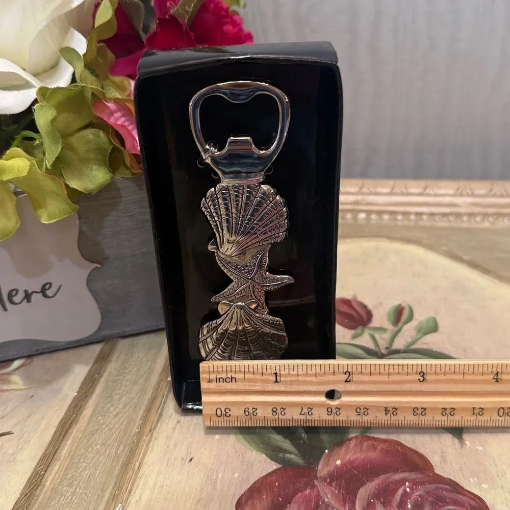 Ganz Seashell Bottle Opener Silver Tone Coastal Beach Cottage NEW